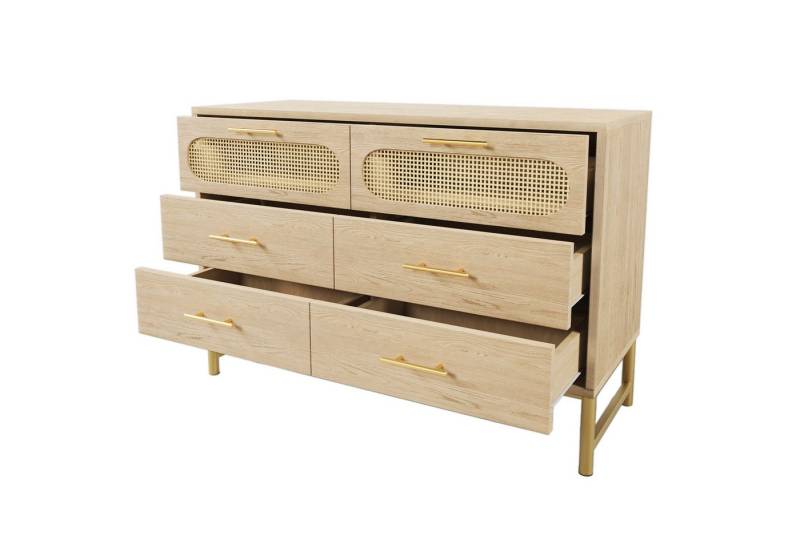Rutaqian Sideboard Rattan kommode Sideboard,Kippschutz, 120 x 40 x 74 cm, Sonoma Eiche von Rutaqian