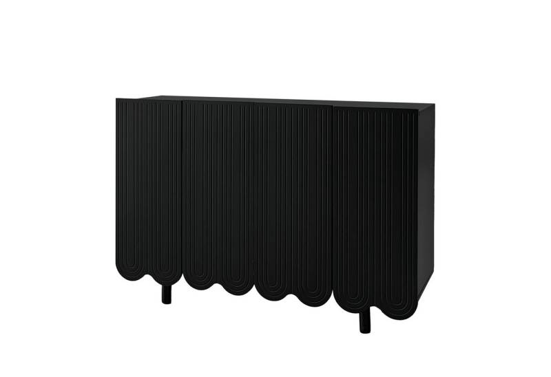Rutaqian Sideboard Schubladenschrank Kommode tropfenförmiges exquisites Design, (Mehrzweckschrank, 1 St), moderner Stil, mit geformten Türen und Pufferscharnier, 120×40×80cm von Rutaqian