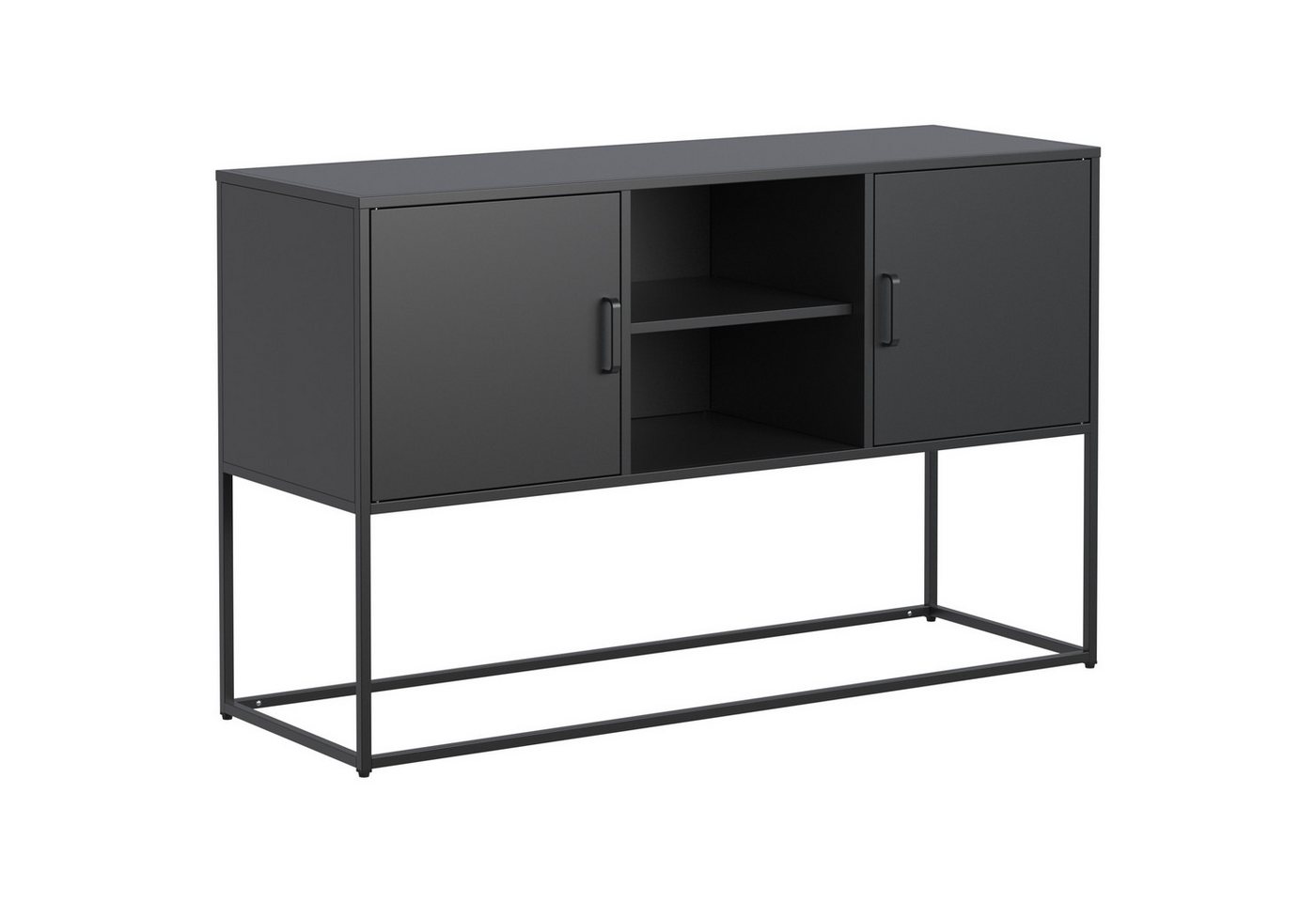 Rutaqian Stauraumregal Weiß/Schwarz,Metall-Akzent-Schrank, Sideboard-Buffet und, Aufbewahrungs-Schrank-Safe,Metallbau, H75cm×B120cm×T40cm Rutaqian Stauraumregal Weiß/Schwarz,Metall-Akzent-Schrank, Sideboard-Buffet und, Aufbewahrungs-Schrank-Safe,Metallbau, H75cm×B120cm×T40cm von Rutaqian