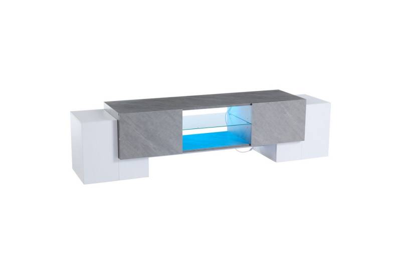 Rutaqian TV-Schrank 180x40x46.5cm weißer und grauer Lowboard TV-Schrank, geeignet für Wohnzimmer-TV-Schränke mit 60/65/70-Zoll-Fernsehern von Rutaqian
