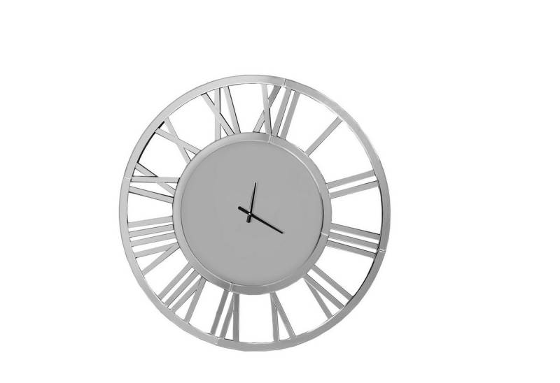 Rutaqian Wanduhr 23.6"Silber Moderne stilvolle Wanduhr mit runder Glasoberfläche (Ohne batterie) von Rutaqian