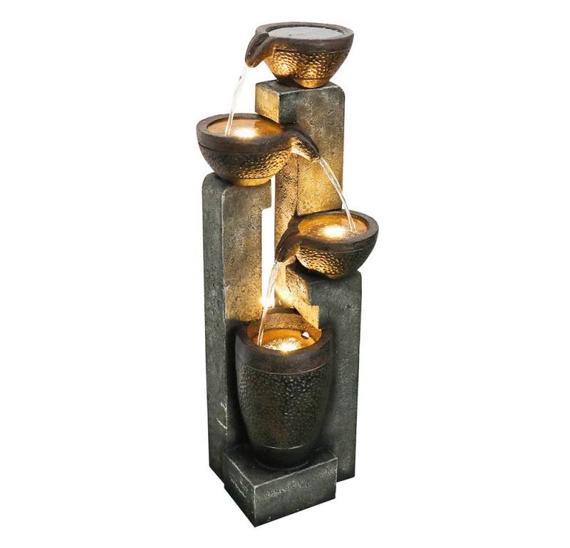 Rutaqian Wasserfall 102 cm hoch moderner Gartenbrunnen mit, zeitgenössischem Design mit warmen LED-Leuchten von Rutaqian