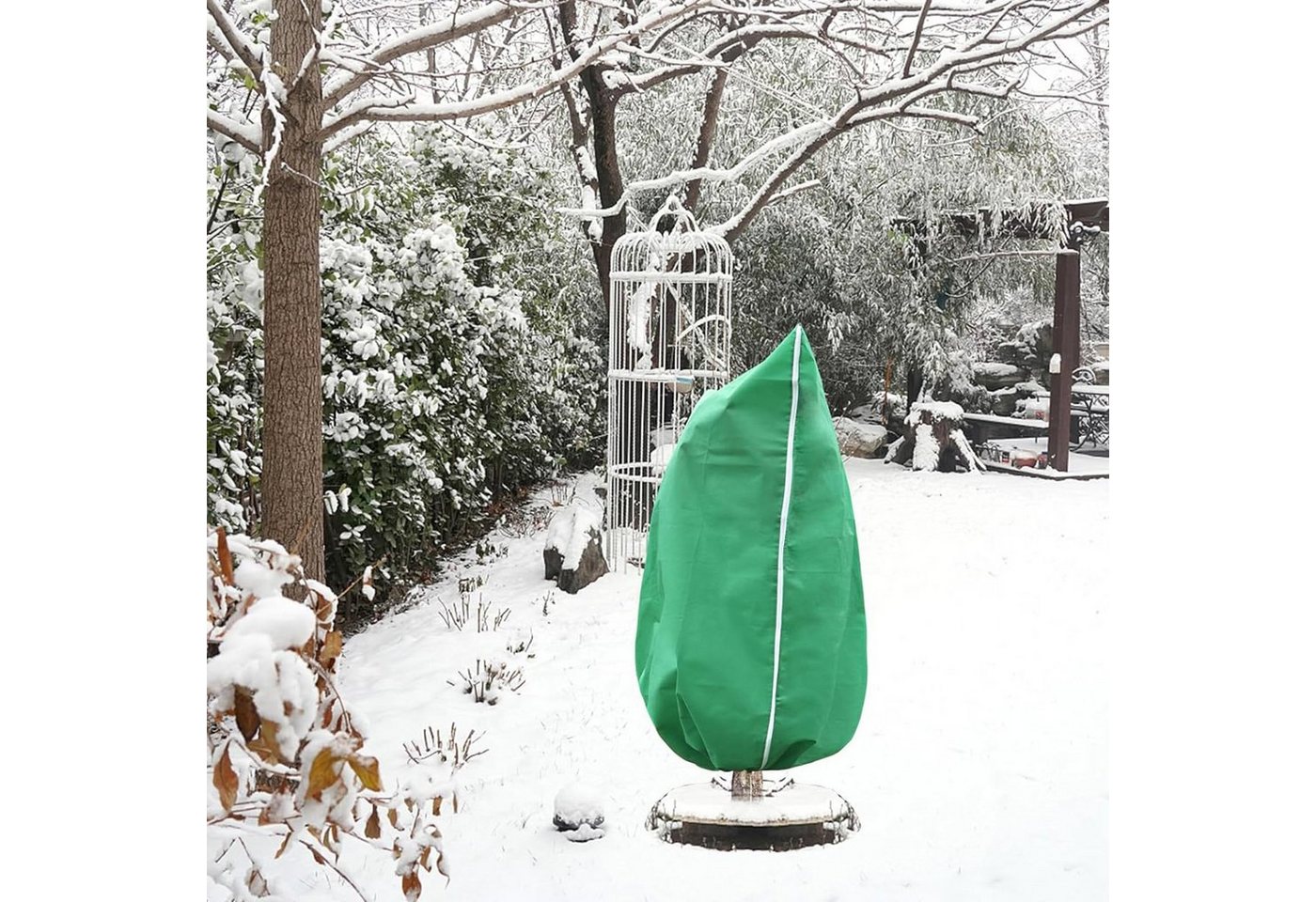 Rutaqian Winterschutzhaube Winterschutz für Pflanzen 2 Stück Winterschutz für Kübelpflanzen (Frostschutz Pflanzen schutzbeutel mit Reißverschluss Zugband, Reißfest Vlies Schutzhülle für Topfpflanzen), Wiederverwendbar Frostschutz Pflanzenschutz Winter von Rutaqian