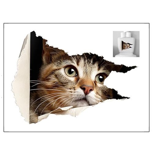 Wasserdichter PVC WC Aufkleber mit Katzenmuster - Reißfestes Selbstklebendes Dekor für Badezimmer WC Sitz & Tank Katze von Rutaqian