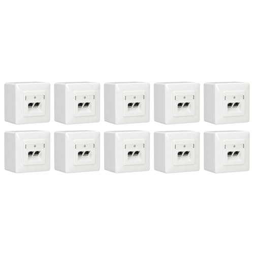 10 x Rutenbeck UAE - Cat. 6A iso Universal-Anschlussdose/Datendose/Netzwerkdose LAN mit Unterputz-Abdeckung reinweiß 136112070 + Aufputz-Gehäuse 13511503, 2-fach RJ45, 10 Gbit/s, geschirmt von Rutenbeck