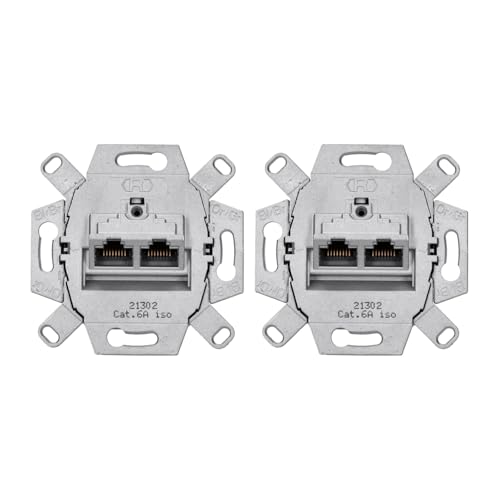 2 x Rutenbeck UAE - Cat. 6A iso Universal-Anschlussdose/Datendose LAN 136104070, 2-fach RJ45, 10 Gbit/s, Unterputz, geschirmt von Rutenbeck