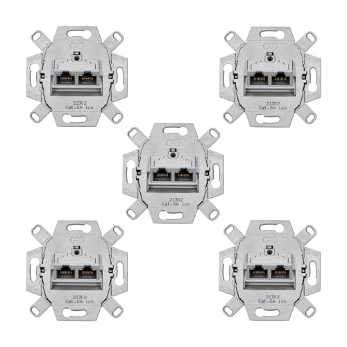 5 x Rutenbeck UAE - Cat. 6A iso Universal-Anschlussdose/Datendose LAN 136104070, 2-fach RJ45, 10 Gbit/s, Unterputz, geschirmt von Rutenbeck