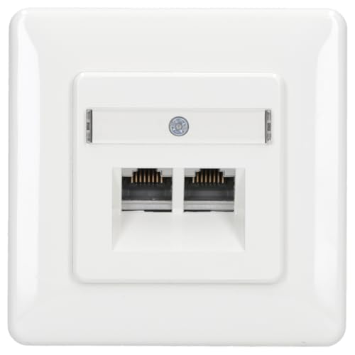 Rutenbeck UAE - Cat. 6A iso Universal-Anschlussdose/Datendose/Netzwerkdose LAN mit Unterputz-Abdeckung reinweiß 136112070, 2-Fach RJ45, 10 Gbit/s, geschirmt von Rutenbeck