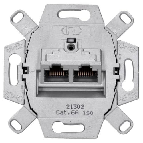 Rutenbeck UAE - Cat. 6A iso Universal-Anschlussdose/Datendose LAN 136104070, 2-Fach RJ45, 10 Gbit/s, Unterputz, geschirmt von Rutenbeck