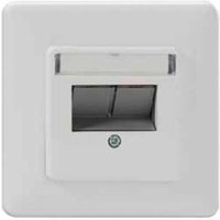 Rutenbeck UM-Cat.6A#139112072 Netzwerkdose Unterputz Einsatz mit Zentralplatte und Rahmen Weiß von Rutenbeck