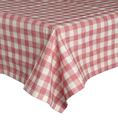 Ruth&Boaz Cotton Buffalo Check Square Tablecloth for Family Dinners & Indoor or Outdoor Parties (Red-White, 140cmX259cm) von Ruth&Boaz