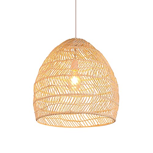 RuuXanthous Deckenhängelampe, Rattan-Pendelleuchtenschirme, Deckenleuchten für Kücheninseln, Kronleuchter aus Rattan-Korbgeflecht, handgefertigte Hängelampe, Bastellampenschirm, Glücksstern von RuuXanthous