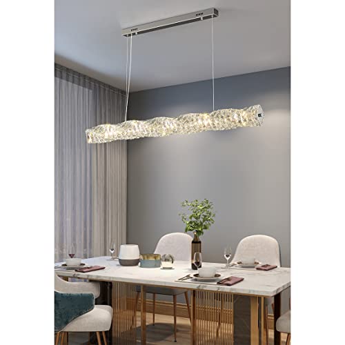 RuuXanthous Moderner rechteckiger Kristall-Kronleuchter für Kücheninsel, lineare Pendelleuchte für Esszimmer, Wohnzimmer, Gold/Silber, 100 x 12 cm, stilvolle Deckenleuchten RuuXanthous Moderner rechteckiger Kristall-Kronleuchter für Kücheninsel, lineare Pendelleuchte für Esszimmer, Wohnzimmer, Gold/Silber, 100 x 12 cm, stilvolle Deckenleuchten von RuuXanthous