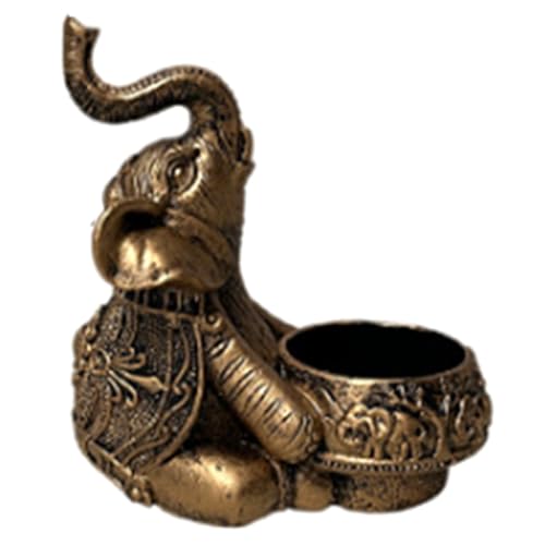 Ruuizksa A-Gold Elefanten-Skulptur, Teelicht-Kerzenhalter, Kleine Kerzenhalter, Gutes Glücksgeschenk, Requisiten, Symbol von Ruuizksa