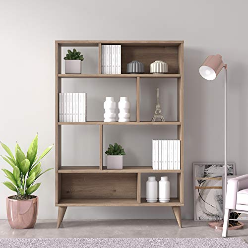 Ruumstore Vega Large Bookshelf, Chipboard, Varna Oak, Easy Assembly, 25D x 90W x 131H von Ruumstore
