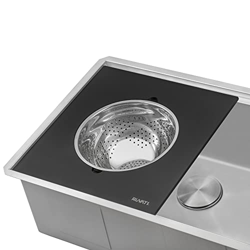 Ruvati Rührschüssel und Sieb mit schwarzer Verbundplattform (komplettes Set) für Arbeitsplatzspülen – RVA1288BWC von Ruvati
