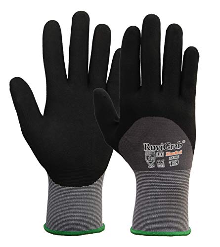 Ruvigrab Handschuh aus Nylon/Lycra mit mikroporöser Nitril-Beschichtung, atmungsaktiv, 3/4 von Ruvigrab