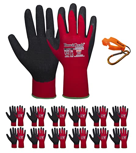 Ruvigrab - Latex-Arbeitshandschuh | rutschfeste Handschuhe | Gartenhandschuhe | Handschuhe für Industrie, Bauwesen oder Landwirtschaft | Arbeitshandschuh für Damen und Herren | 12 Paar | Größe 7 von Ruvigrab