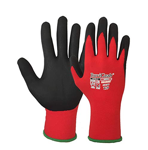 Ruvigrab Unterstützender Handschuh aus Nylon/Lycra 15G, Nitrilschaum-Beschichtung von Ruvigrab