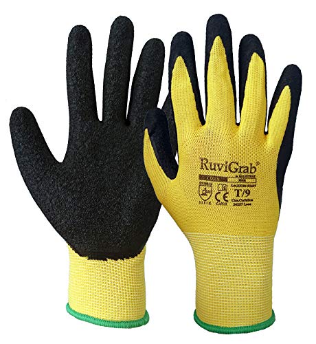 Ruvigrab 8436021582492, Textilhalterhandschuh, Naturlatexbeschichtung, rau, 1, 9, Grün von Ruvigrab