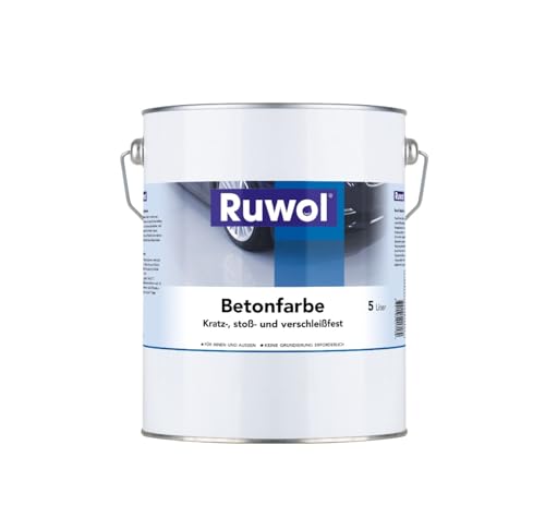 Ruwol Betonfarbe Eisengrau (RAL 7011) 5 liter - Betonfarbe außen frostsicher - Bodenfarbe Außen- fassadenfarbe sockelfarbe Farbe für Beton, Holz, Stein - Innen & Außen - Terrassen und Einfahrten von Ruwol