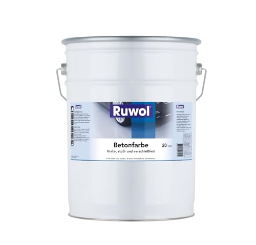 Ruwol Betonfarbe Tiefschwarz (RAL 9005) 20 liter - Betonfarbe außen frostsicher - Bodenfarbe Außen- fassadenfarbe sockelfarbe Farbe für Beton, Holz, Stein - Innen & Außen - Terrassen und Einfahrten von Ruwol