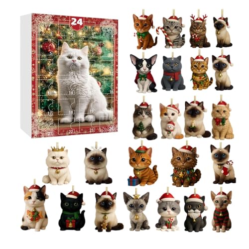 Cat Christmas Advent Countdown -Kalender 2025-24 Tage Kätzchen Ornamente für Baumdekor, Countdown bis Weihnachten für Katzenliebhaber | Acryl flache Reize für Zuhause, Strock -Stuffers Geschenke Cat Christmas Advent Countdown -Kalender 2025-24 Tage Kätzchen Ornamente für Baumdekor, Countdown bis Weihnachten für Katzenliebhaber | Acryl flache Reize für Zuhause, Strock -Stuffers Geschenke von Ruwshuuk