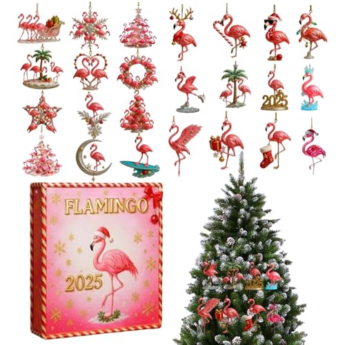 Flamingo Advent Count down -Kalender - 24 -Tage -Count down -Kalender mit Ornamenten für Weihnachten, 2D Flat Keepsake Hanging Decor für Flamingo -Liebhaber Flamingo Advent Count down -Kalender - 24 -Tage -Count down -Kalender mit Ornamenten für Weihnachten, 2D Flat Keepsake Hanging Decor für Flamingo -Liebhaber von Ruwshuuk