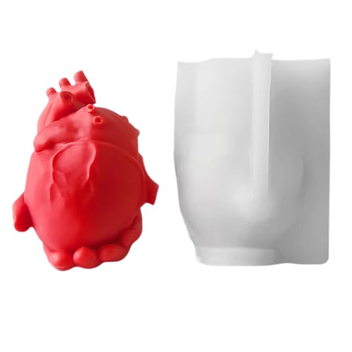 Ruwshuuk 3D Menschliches Herz Schokoladenform | Handgefertigte 3D Silikonform Menschliches Herz,Einfache Entformung Für Torten Deko Seife Zement Dessert von Ruwshuuk