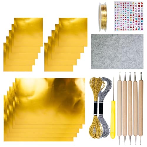 Ruwshuuk Bastelfolie - Prägefolie Set Dekorativ | Gold Silber Glänzend Zubehör Für Malerei Gravur Basteln Kinder Und Erwachsene Ruwshuuk Bastelfolie - Prägefolie Set Dekorativ | Gold Silber Glänzend Zubehör Für Malerei Gravur Basteln Kinder Und Erwachsene von Ruwshuuk