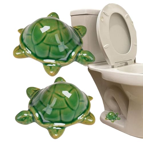 Ruwshuuk Dekorationen für Toilettenschrauben, Abdeckungen für Toilettenschrauben - Lustige Toilettendeckel-Badezimmerdekoration - 2 Stück, Toiletten-Ersatzteile, Frosch- oder Schildkröten-Design für von Ruwshuuk
