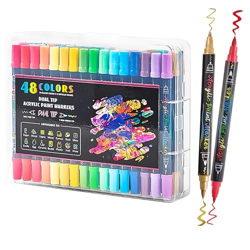 Ruwshuuk Doppelseitige Marker | Skizzierstifte,Acryl-Marker Mit Feinspitze Und Pinselspitze Für Malen Zeichnen Kinder Glas Stoff Holz von Ruwshuuk