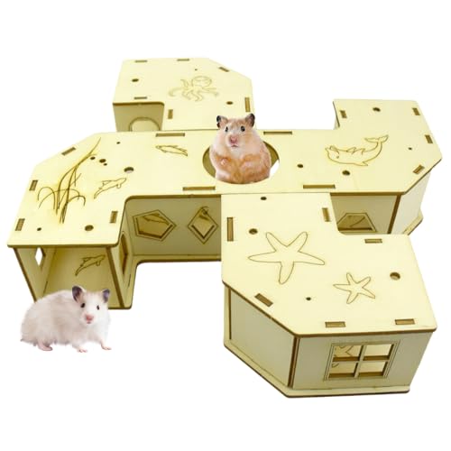 Ruwshuuk Hamsterröhren | Hamster Spielzeug Käfig Röhre | Holz Interaktives Spielzeug Spielplatz für Kleintiere Kaninchen Frettchen Maus Training Beschäftigung von Ruwshuuk