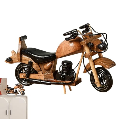 Ruwshuuk Holz-Motorrad-Modell, Retro-Motorrad-Dekor - Fahrzeug-Tischmodell aus Holz - Multifunktionale Dekorationen für Kaminsims, Schreibtisch, Sammeldekoration für Bücherregal von Ruwshuuk