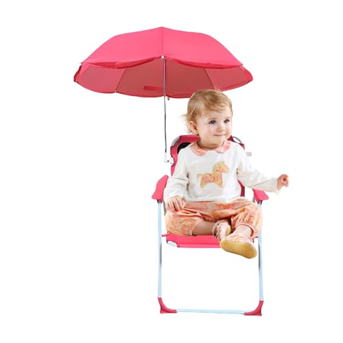 Ruwshuuk Kinder Stuhl Mit Sonnenschutz - Klappbarer Sitz Für Draußen - Sandgeschützt Tragbar Leicht Für Reisen Camping Urlaub von Ruwshuuk