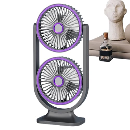 Ruwshuuk Tischventilator,Kühlgerät Mit USB-Aufladung | Doppelköpfiger Ventilator Mit Leistungsstarker Luftzirkulation Für Zuhause Büro Schlafzimmer Camping von Ruwshuuk