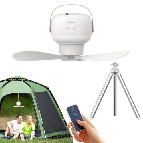 Ruwshuuk Tragbarer Deckenventilator Mit Licht - USB Tragbarer Zeltventilator Licht Mit Fernbedienung,7200 mAh Akku Outdoor Überlebensausrüstung Für Camping Garten Schlafzimmer von Ruwshuuk
