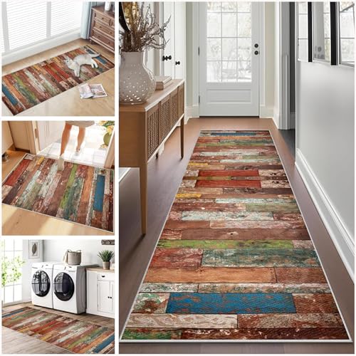 Teppich Läufer Flur Lang rutschfest 40 x 60 cm Küchenläufer Teppich Küche Läuferteppich Waschbar Fußmatte Kurzflor Teppichläufer Flur Moderner Wohnzimmerteppich für Eingangsbereich Esszimmer Dekor von Ruxevnsy