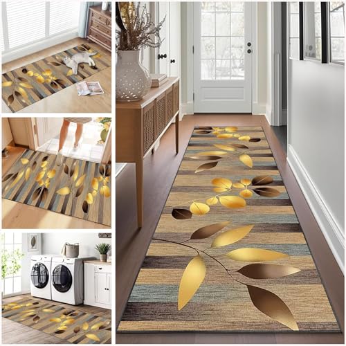 Teppich läufer Flur rutschfest Küchenteppich Waschbar 60 x 400 cm Korridor Teppich Lang Fußmatte Flurteppich Modern Küchenläufer Läufer für Eingang Flur Küche Bettvorleger Schlafzimmer Wohnzimmer von Ruxevnsy