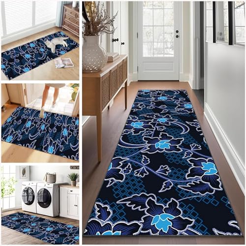 Teppich läufer Flur rutschfest Küchenteppich Waschbar 70 x 200 cm Korridor Teppich Lang Fußmatte Flurteppich Modern Küchenläufer Läufer für Eingang Flur Küche Bettvorleger Schlafzimmer Wohnzimmer von Ruxevnsy