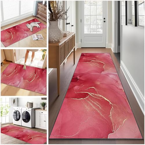 Teppich läufer Flur rutschfest Küchenteppich Waschbar 80 x 140 cm Korridor Teppich Lang Fußmatte Flurteppich Modern Küchenläufer Läufer für Eingang Flur Küche Bettvorleger Schlafzimmer Wohnzimmer von Ruxevnsy