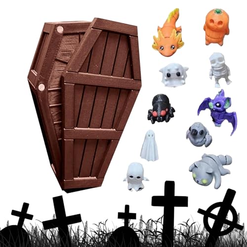 Ruyeiig Countdown Zu Halloween | Festlicher Countdown Kalender,Dekoratives Sargförmiges Spielzeug Für Kindergeburtstage Mädchen Schreibtisch Deko von Ruyeiig
