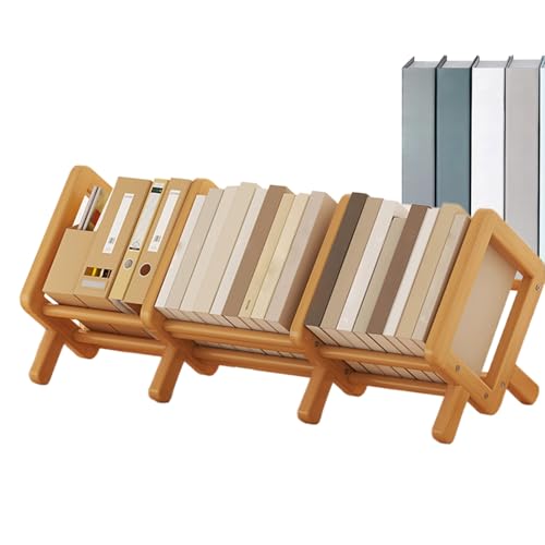 Ruyeiig Desktop Bookshelf,Schreibtischregal Für Arbeitsplatz | Ausziehbarer Holz Buchständer Deko Aufbewahrung Für Wohnzimmer Büro Kinderzimmer Ecke von Ruyeiig