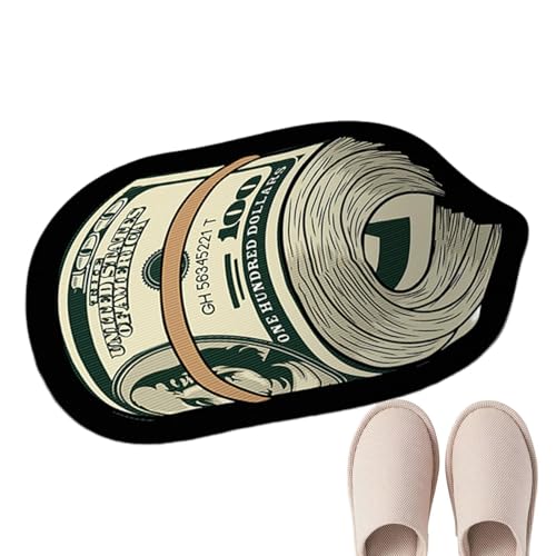 Ruyeiig Geldteppich für Schlafzimmer,Fußmatten 100-Dollar-Schein-Geld-Teppich - Geld-Fußmatten-Bereichsteppich, rutschfeste Küchenteppiche, Kristall-Samt-Geld-Teppich, 19,7 x 31,5 Zoll von Ruyeiig