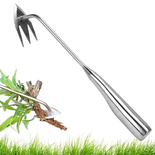 Ruyeiig Unkrautstecher Werkzeug | Ausstecher Gerät Mit Wurzelentfernung,Ergonomischer Griff 3-Zinken Unkrautentferner für Gemüsebeet Blumen Garten Hof Außenbereich von Ruyeiig