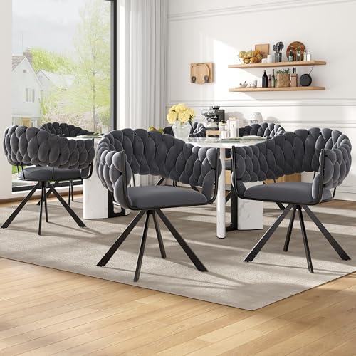 Hochwertiger Samtstoff (6 Stück), Esszimmerstuhl, Schminkstuhl, leichter Luxusstuhl im Modestil, einfacher moderner Stuhl, ergonomischer Stuhl, verstellbares Fußdesign, klauenförmige Metallbeine (6) von Rvjiahe
