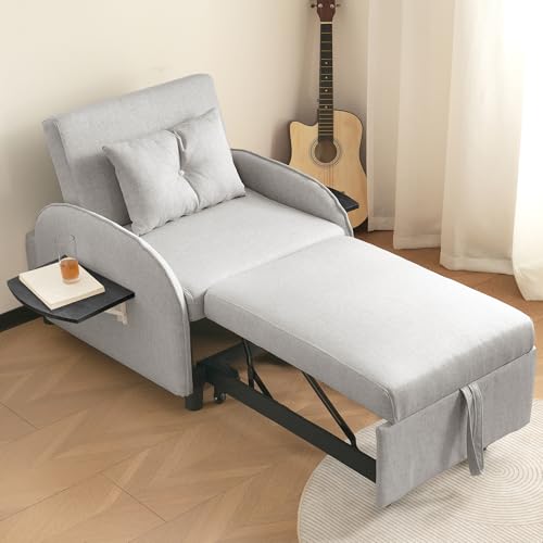 Rvjiahe Relaxsessel, ausziehbares Einzel-Schlafsofa,Liegestuhl und Sessel,Fernsehsessel, dreifach verstellbares Sofa-Bett, Relaxsessel fürs Wohnzimmer,Schlafzimmer,mit klappb (Antikes Grau) von Rvjiahe