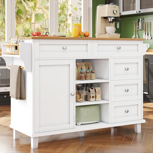 Rvjiahe Speisewagen, moderner und einfacher weißer Speisewagen, kombiniertes Schubladen-Aufbewahrungsschrank-Design, mobiles und festes Dual-Use-Design, geeignet für Privat- und Gewerbeküch (weiß) von Rvjiahe