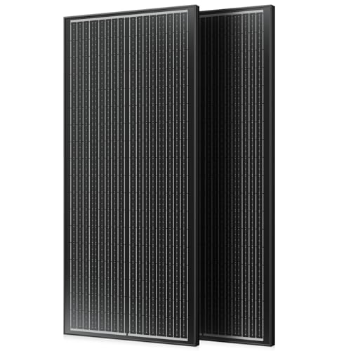 Rvpozwer 18BB 200W Solarpanel, Schwarz N-Typ 12V 2x100W Solarmodul, 25% Hocheffiziente Monokristalline Solarmodule, PV-Modul wasserdicht nach IP68 mit MC4-Steckern für RV, Schiff, Dach, Off-Grid von Rvpozwer