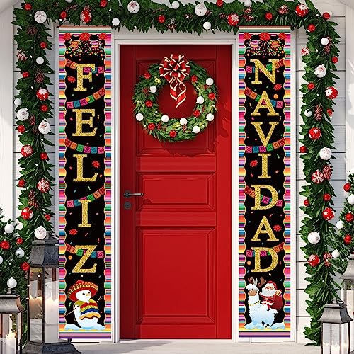 Feliz Navidad Dekorationen mexikanische Weihnachten Veranda Banner Feliz Navidad Willkommensschild Mexikanische Weihnachtsdekoration und Zubehör für Home Party von Rvsticty